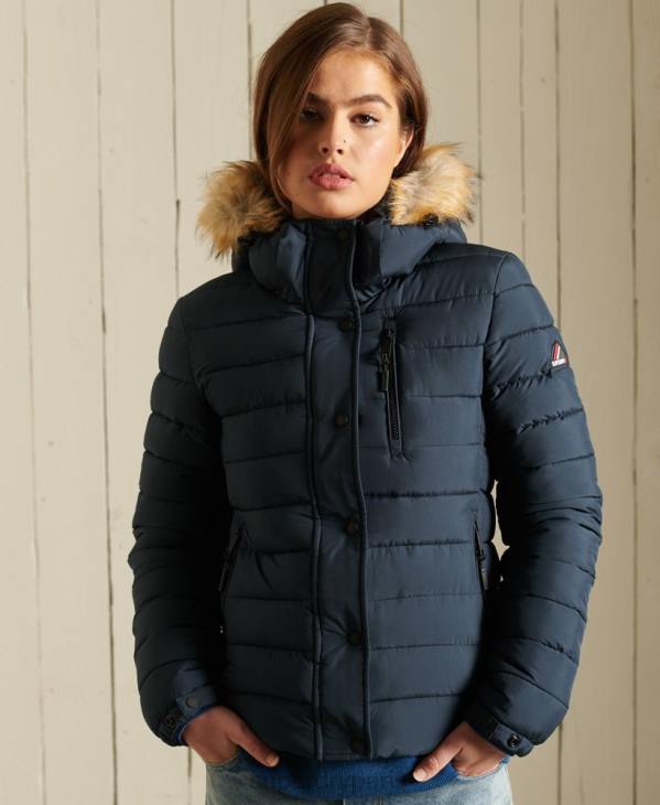 Superdry femmes veste fuji classique en fausse fourrure D64Z3767 vêtements marine