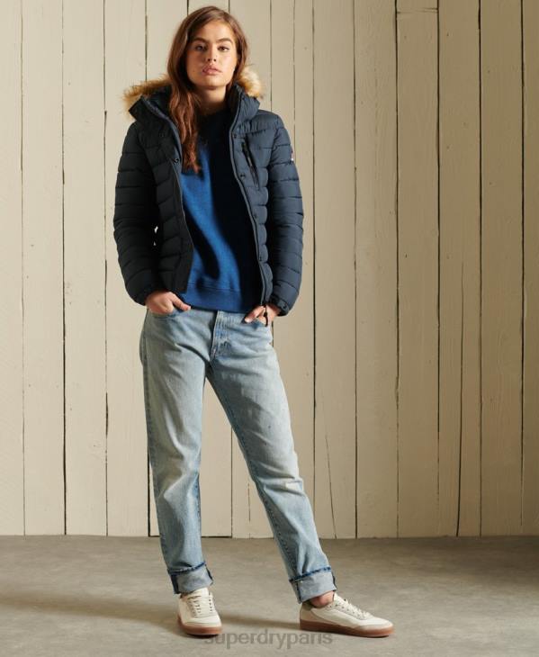 Superdry femmes veste fuji classique en fausse fourrure D64Z3767 vêtements marine