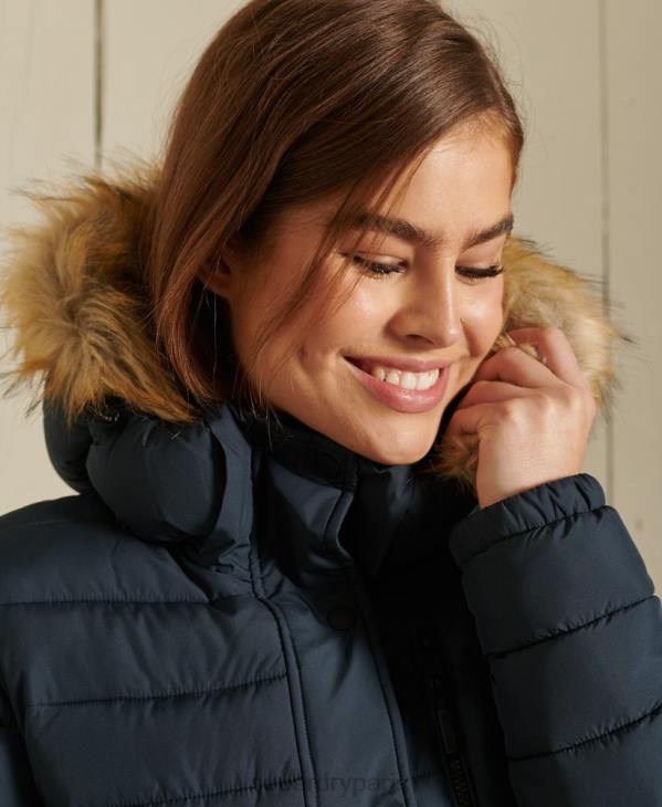 Superdry femmes veste fuji classique en fausse fourrure D64Z3767 vêtements marine