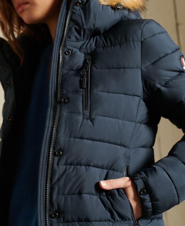 Superdry femmes veste fuji classique en fausse fourrure D64Z3767 vêtements marine