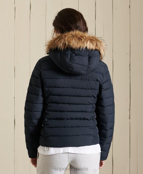 Superdry femmes veste fuji classique en fausse fourrure D64Z3818 vêtements marine