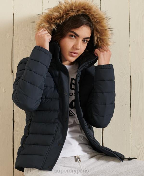 Superdry femmes veste fuji classique en fausse fourrure D64Z3818 vêtements marine