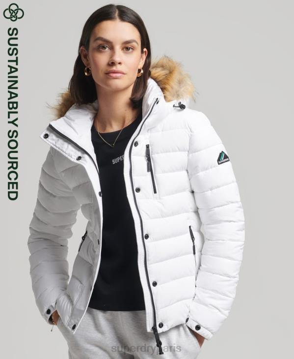 Superdry femmes veste fuji classique en fausse fourrure D64Z3825 vêtements blanc