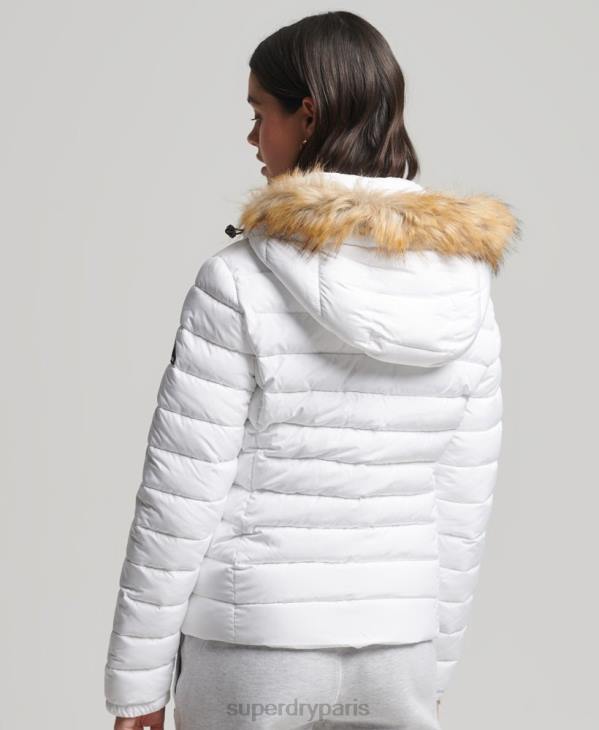 Superdry femmes veste fuji classique en fausse fourrure D64Z3825 vêtements blanc