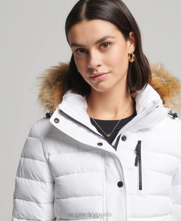Superdry femmes veste fuji classique en fausse fourrure D64Z3825 vêtements blanc