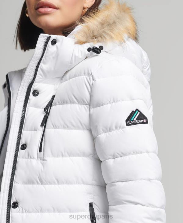 Superdry femmes veste fuji classique en fausse fourrure D64Z3825 vêtements blanc