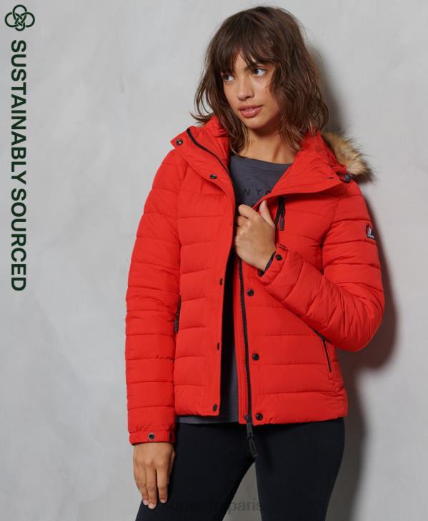 Superdry femmes veste fuji classique en fausse fourrure D64Z5542 vêtements rouge
