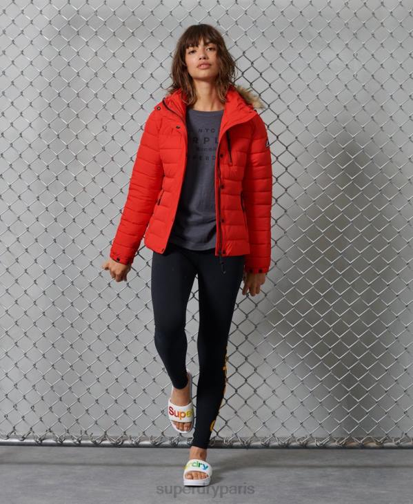 Superdry femmes veste fuji classique en fausse fourrure D64Z5542 vêtements rouge