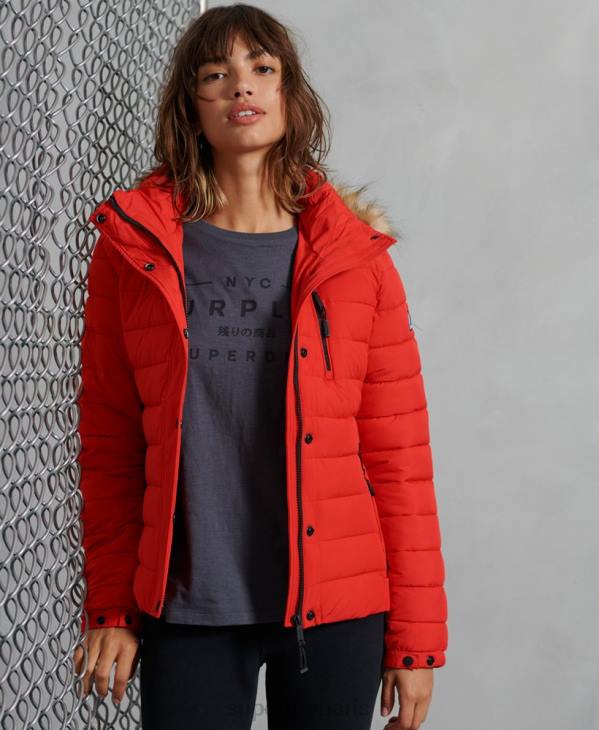 Superdry femmes veste fuji classique en fausse fourrure D64Z5542 vêtements rouge