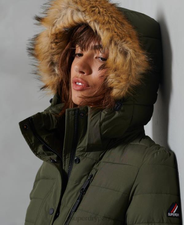 Superdry femmes veste fuji classique en fausse fourrure D64Z5607 vêtements vert