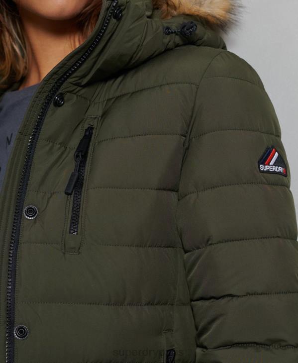 Superdry femmes veste fuji classique en fausse fourrure D64Z5607 vêtements vert