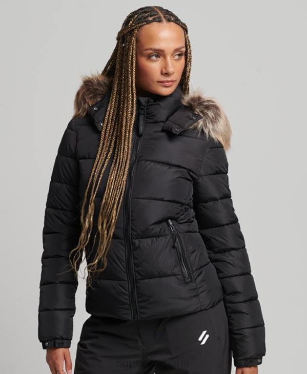 Superdry femmes veste fuji luxe à capuche montagne D64Z5504 vêtements noir