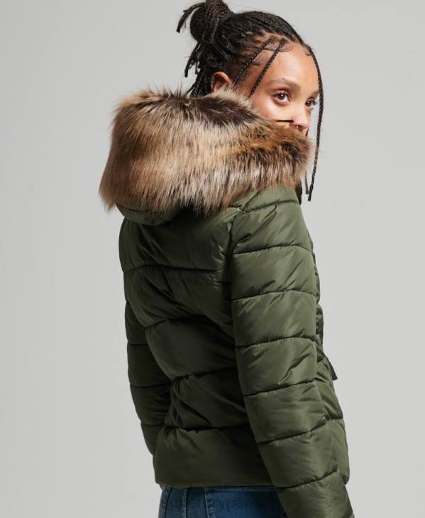 Superdry femmes veste fuji luxe à capuche montagne D64Z5558 vêtements kaki