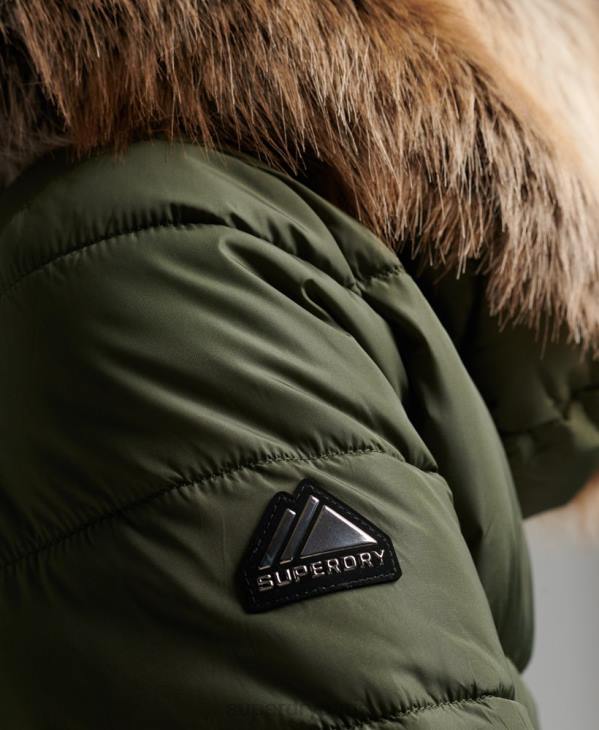 Superdry femmes veste fuji luxe à capuche montagne D64Z5558 vêtements kaki