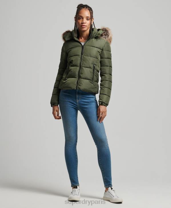 Superdry femmes veste fuji luxe à capuche montagne D64Z5558 vêtements kaki