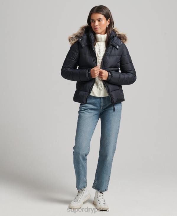Superdry femmes veste fuji luxe à capuche montagne D64Z5559 vêtements marine