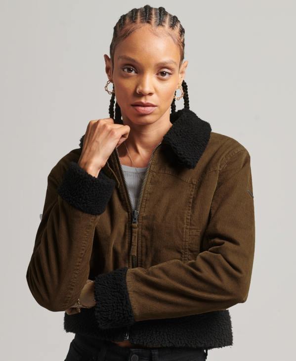 Superdry femmes veste indie doublée borg D64Z5438 vêtements brun