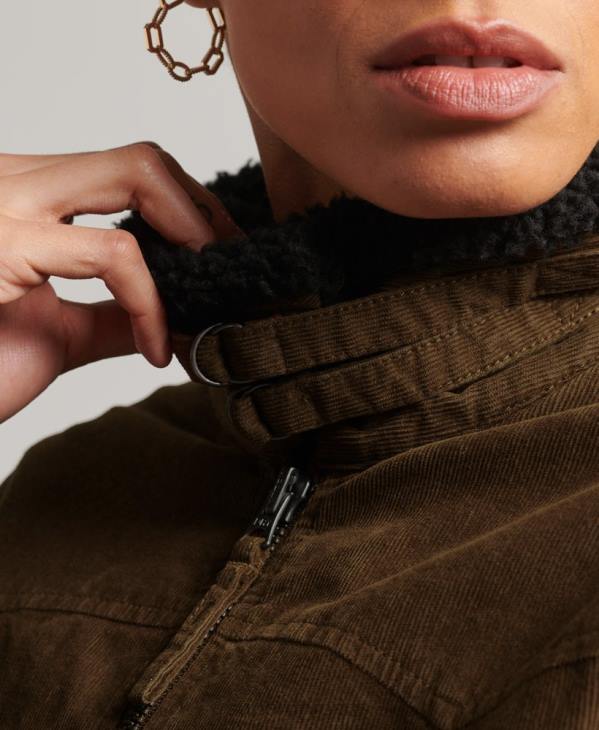 Superdry femmes veste indie doublée borg D64Z5438 vêtements brun