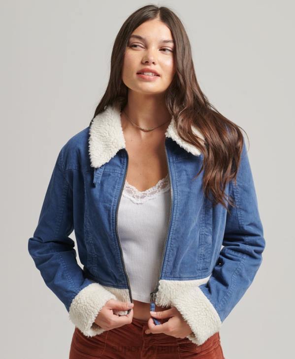 Superdry femmes veste indie doublée borg D64Z5557 vêtements bleu