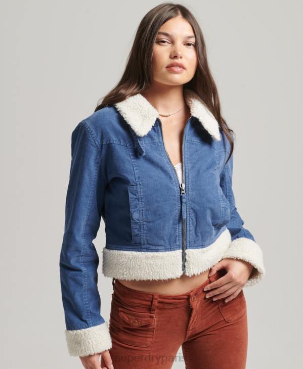 Superdry femmes veste indie doublée borg D64Z5557 vêtements bleu