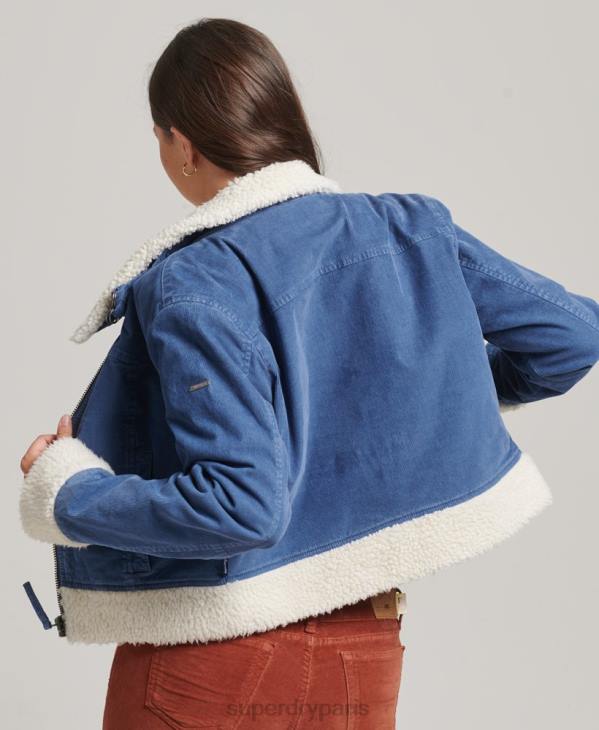 Superdry femmes veste indie doublée borg D64Z5557 vêtements bleu