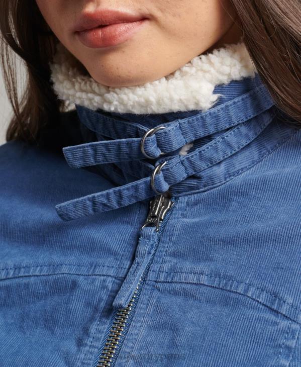 Superdry femmes veste indie doublée borg D64Z5557 vêtements bleu