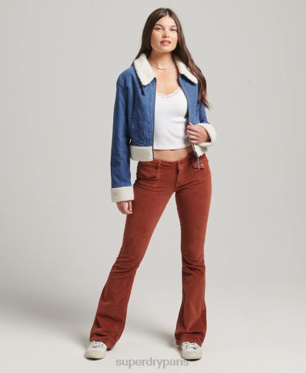 Superdry femmes veste indie doublée borg D64Z5557 vêtements bleu