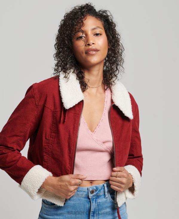 Superdry femmes veste indie doublée borg D64Z5572 vêtements rouge