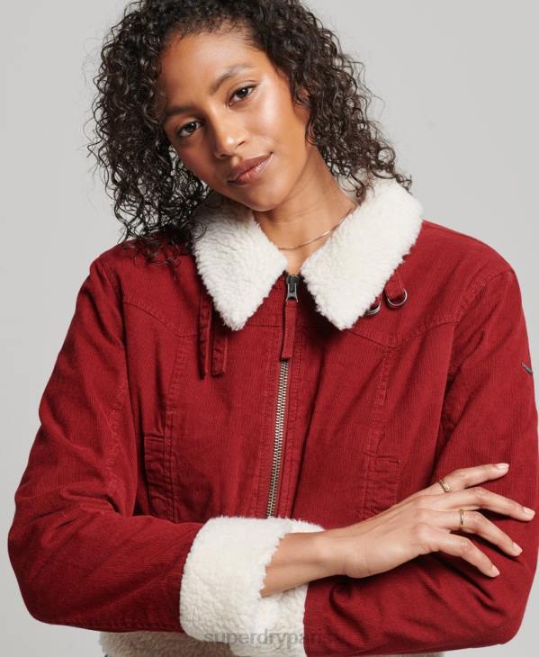 Superdry femmes veste indie doublée borg D64Z5572 vêtements rouge