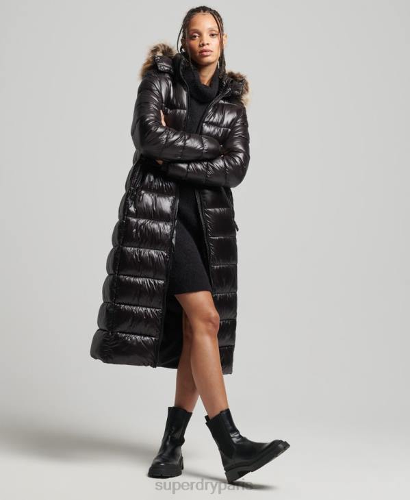 Superdry femmes veste longue montagne fuji shine D64Z3562 vêtements noir