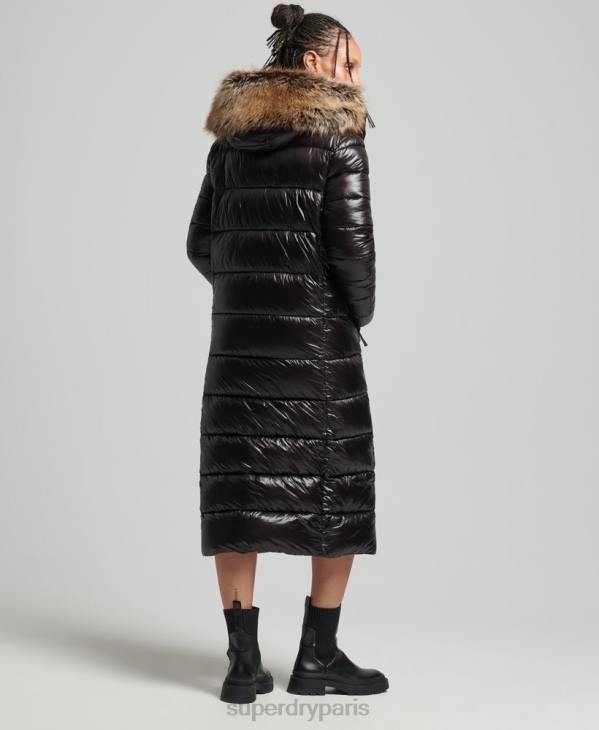 Superdry femmes veste longue montagne fuji shine D64Z3562 vêtements noir