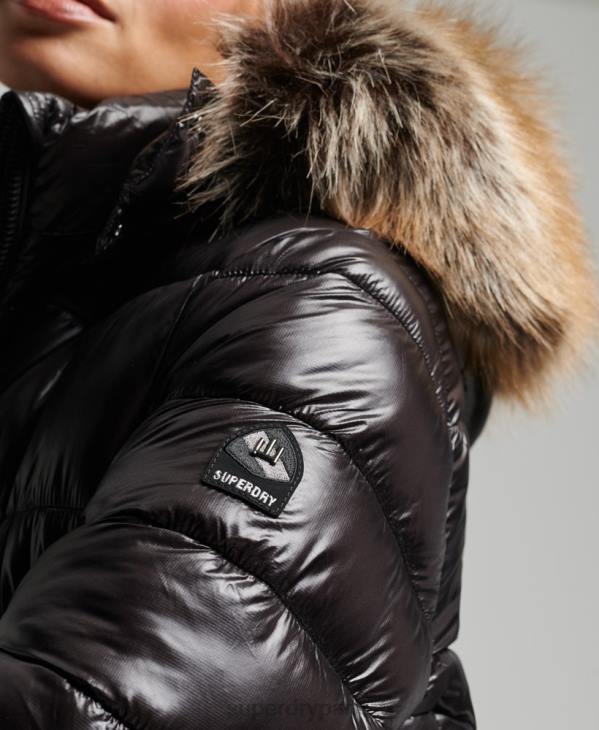 Superdry femmes veste longue montagne fuji shine D64Z3562 vêtements noir