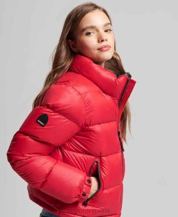 Superdry femmes veste matelassée en duvet alpin de luxe D64Z5584 vêtements rouge