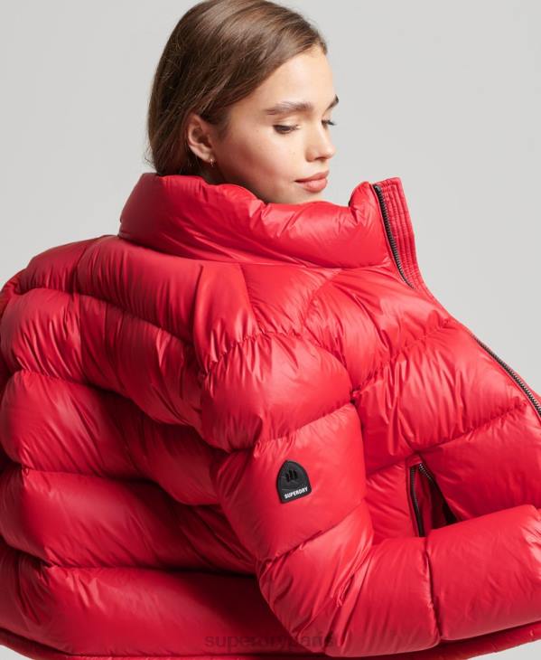 Superdry femmes veste matelassée en duvet alpin de luxe D64Z5584 vêtements rouge