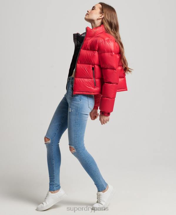 Superdry femmes veste matelassée en duvet alpin de luxe D64Z5584 vêtements rouge