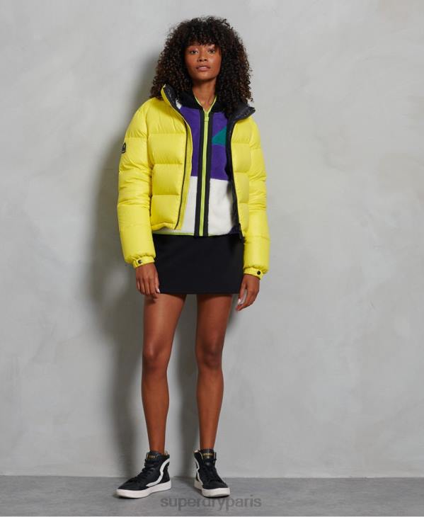 Superdry femmes veste matelassée en duvet alpin de luxe D64Z5634 vêtements jaune