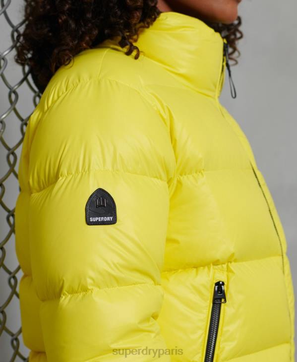 Superdry femmes veste matelassée en duvet alpin de luxe D64Z5634 vêtements jaune