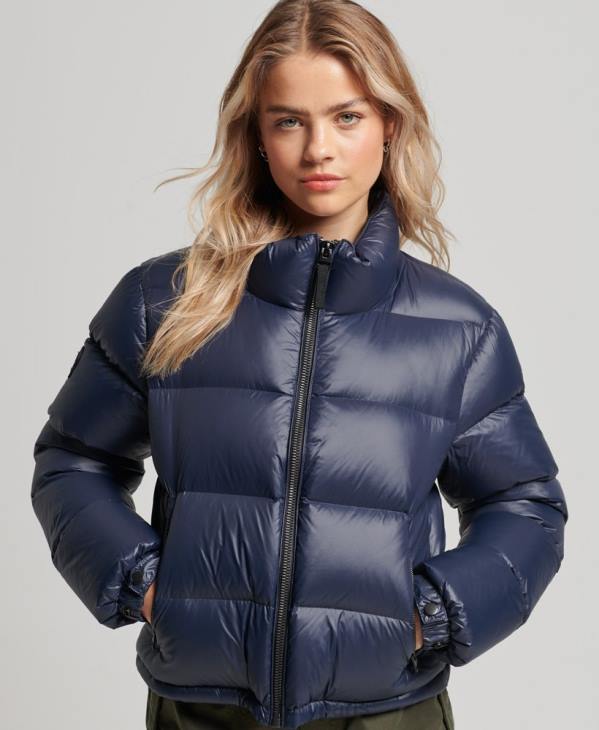 Superdry femmes veste matelassée en duvet alpin de luxe D64Z5687 vêtements marine