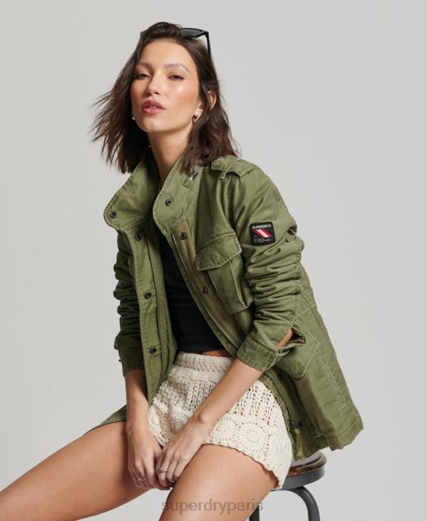 Superdry femmes veste militaire doublée rookie borg D64Z5416 vêtements kaki
