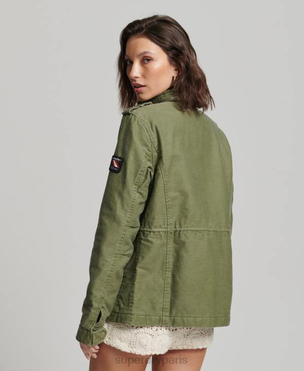 Superdry femmes veste militaire doublée rookie borg D64Z5416 vêtements kaki