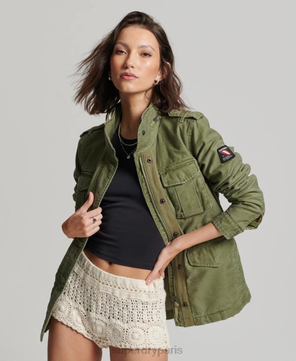 Superdry femmes veste militaire doublée rookie borg D64Z5416 vêtements kaki