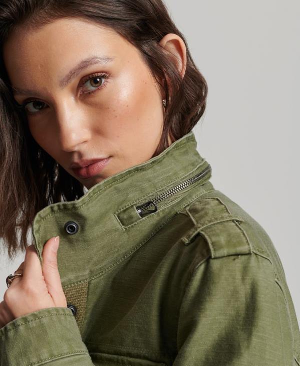 Superdry femmes veste militaire doublée rookie borg D64Z5416 vêtements kaki