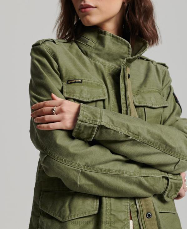 Superdry femmes veste militaire doublée rookie borg D64Z5416 vêtements kaki