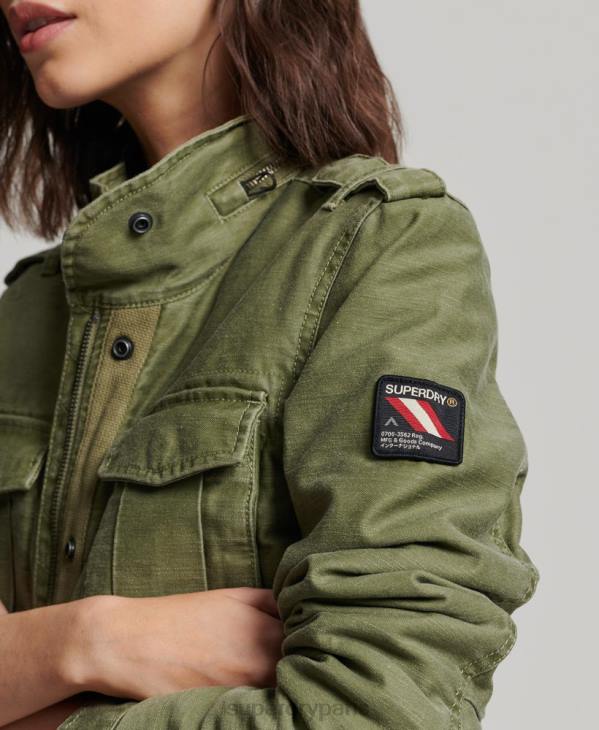 Superdry femmes veste militaire doublée rookie borg D64Z5416 vêtements kaki