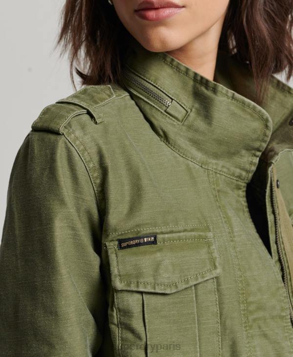 Superdry femmes veste militaire doublée rookie borg D64Z5416 vêtements kaki