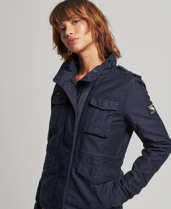 Superdry femmes veste militaire doublée rookie borg D64Z5667 vêtements bleu