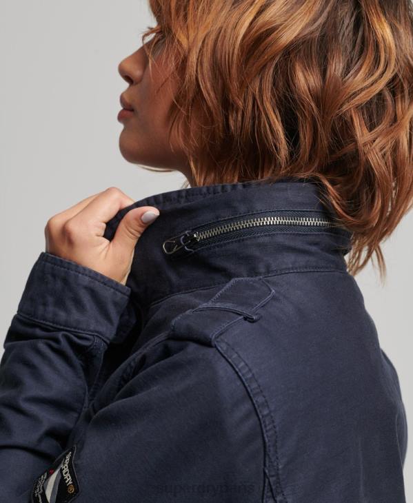 Superdry femmes veste militaire doublée rookie borg D64Z5667 vêtements bleu