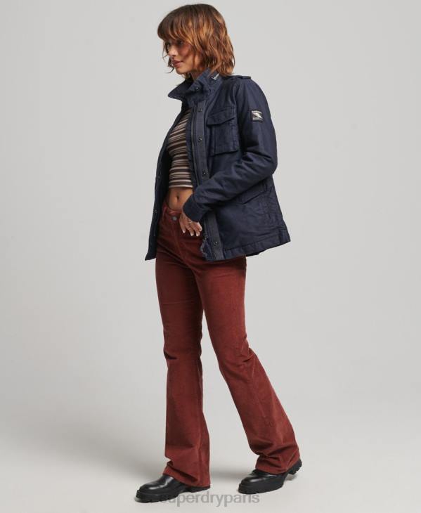 Superdry femmes veste militaire doublée rookie borg D64Z5667 vêtements bleu