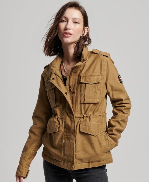 Superdry femmes veste militaire doublée rookie borg D64Z5672 vêtements bronzer