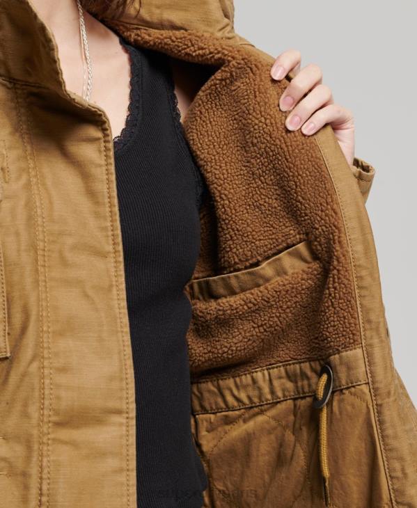 Superdry femmes veste militaire doublée rookie borg D64Z5672 vêtements bronzer